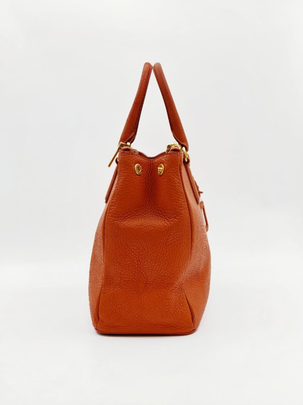 Prada Orange Vitello Daino Leather Large Satchel Handbag - Picture 5 of 16